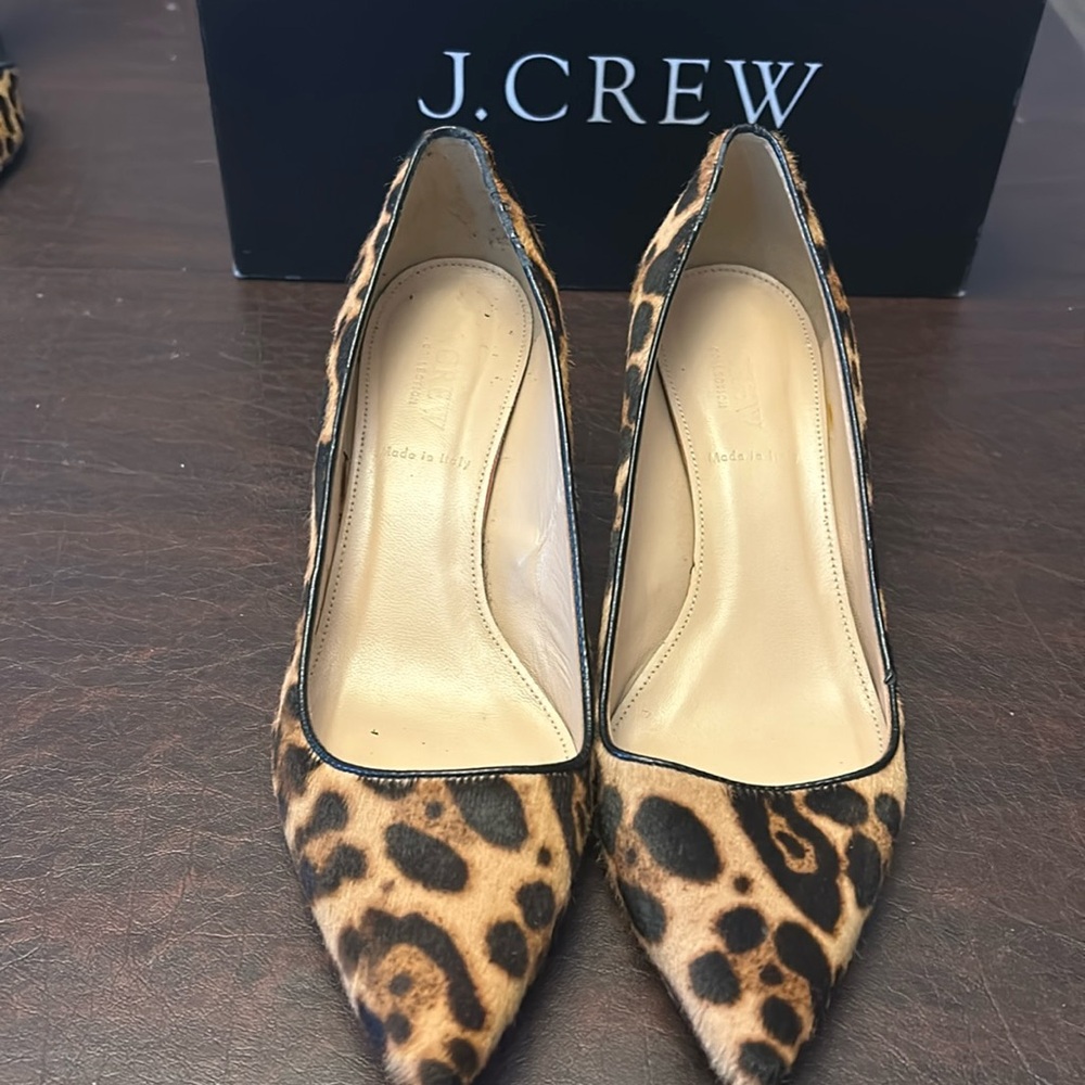 Pre Owned J CREW Sophie Leopard Calf Hair Pump
